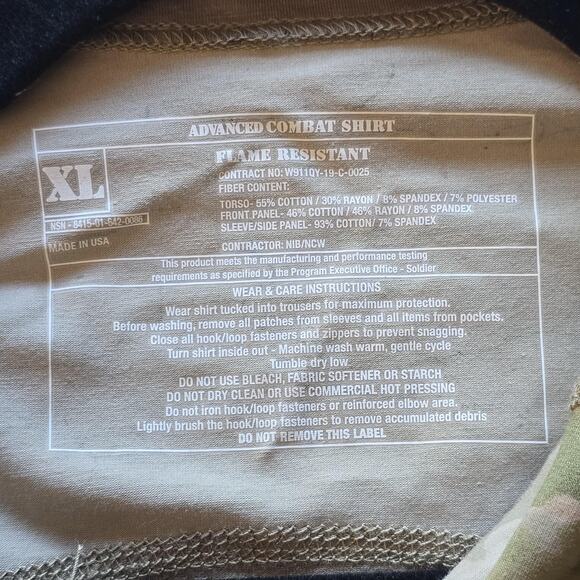 Massif Advanced Combat Shirt Mens XL OCP Multicam FR Quarter Zip Army Made USA - Picture 3 of 9